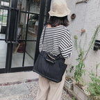 Grand sac de cours noir format A4, bandoulière réglable