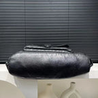 Sac à main noir femme format A4, similicuir grainé, bandoulière