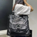 Sac à main noir femme format A4, similicuir grainé, bandoulière, noir