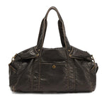 Grand sac à main femme format A4 en similicuir, fini vieilli, noir bronze