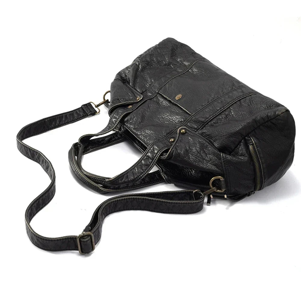 Grand sac à main femme format A4 en similicuir, fini vieilli