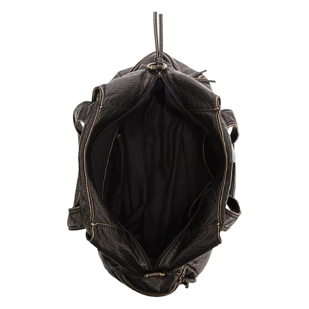 Grand sac à main femme format A4 en similicuir, fini vieilli