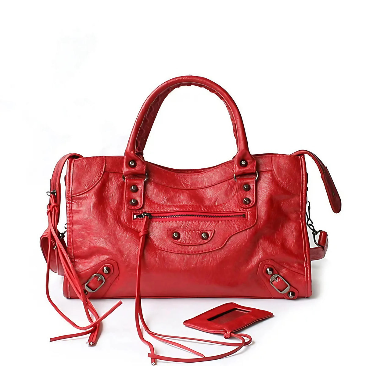 Sac à main femme en similicuir, bandoulière amovible, quatre formats, rouge