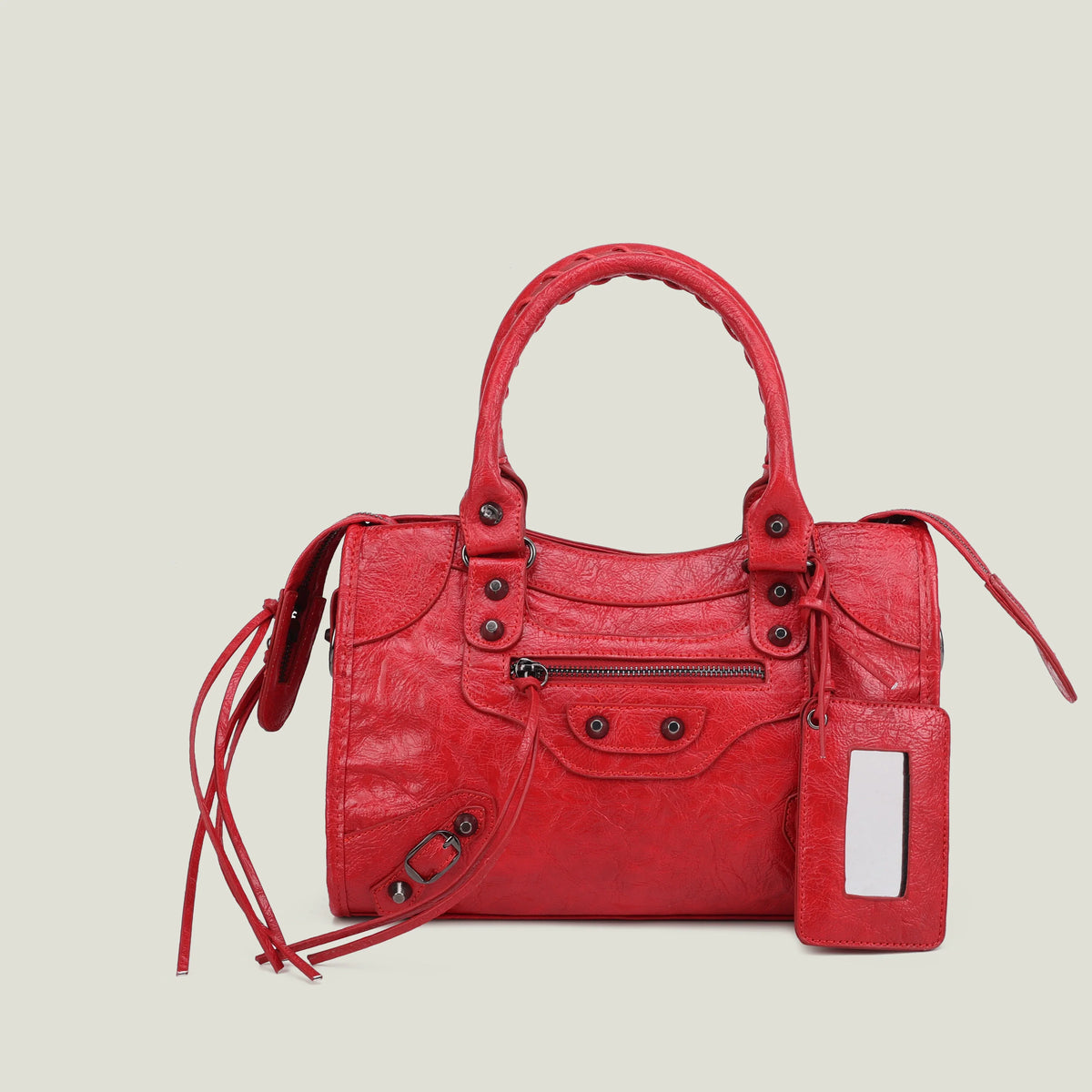 Sac à main femme en similicuir, bandoulière amovible, quatre formats, rouge