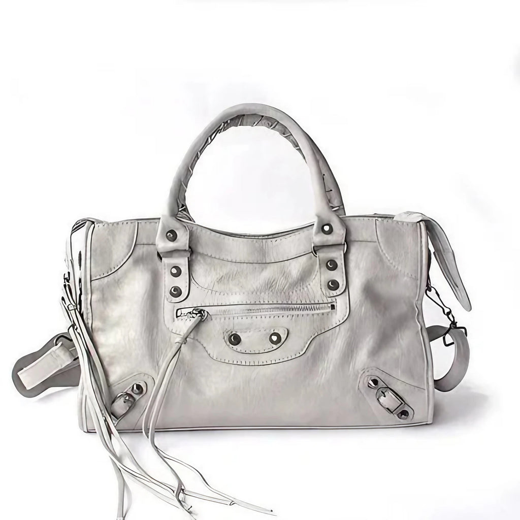Sac à main femme en similicuir, bandoulière amovible, quatre formats, gris clair