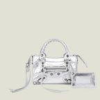 Sac à main femme en similicuir, bandoulière amovible, quatre formats, argenté