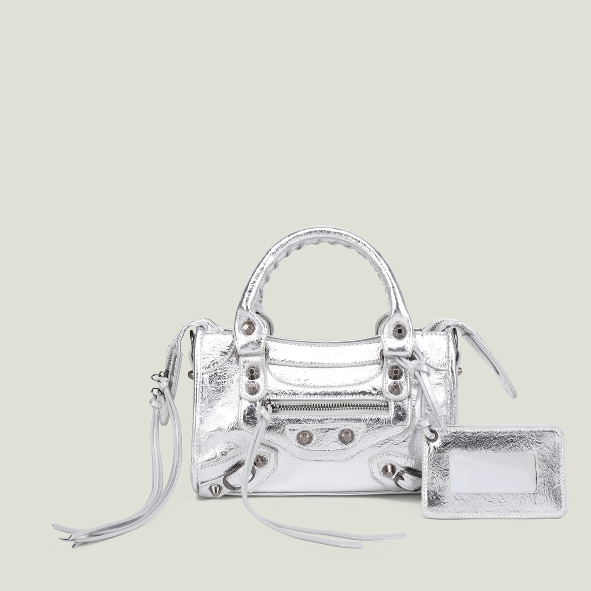Sac à main femme en similicuir, bandoulière amovible, quatre formats, argenté