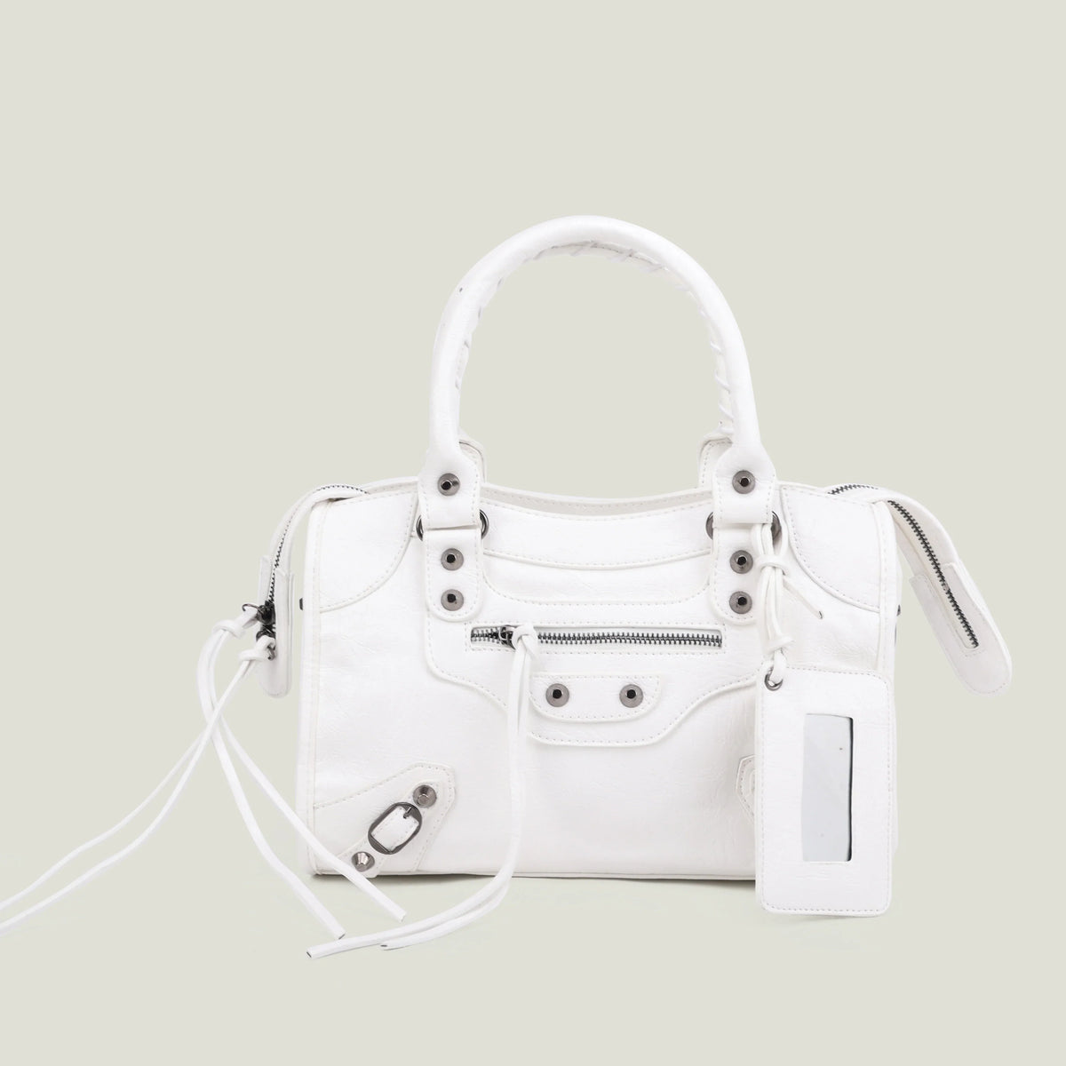 Sac à main femme en similicuir, bandoulière amovible, quatre formats, blanc