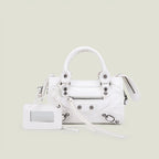 Sac à main femme en similicuir, bandoulière amovible, quatre formats, blanc