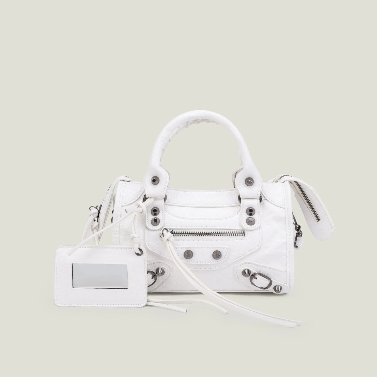 Sac à main femme en similicuir, bandoulière amovible, quatre formats, blanc