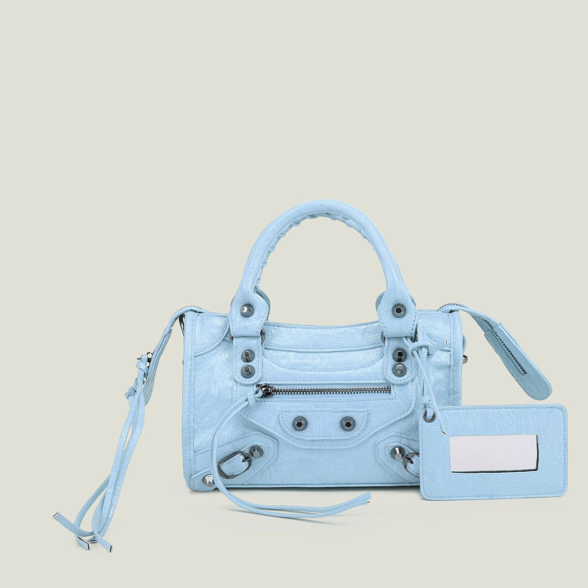 Sac à main femme en similicuir, bandoulière amovible, quatre formats, bleu ciel