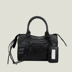Sac à main femme en similicuir, bandoulière amovible, quatre formats, noir