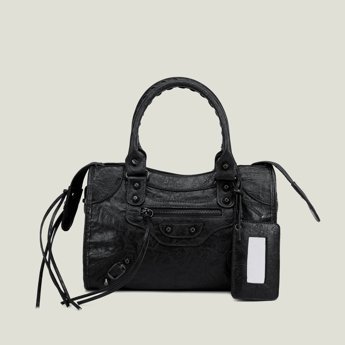 Sac à main femme en similicuir, bandoulière amovible, quatre formats, noir