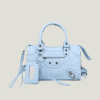 Sac à main femme en similicuir, bandoulière amovible, quatre formats, bleu ciel