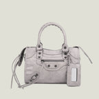 Sac à main femme en similicuir, bandoulière amovible, quatre formats, gris clair