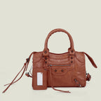 Sac à main femme en similicuir, bandoulière amovible, quatre formats, marron