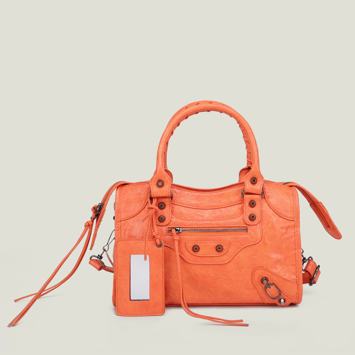 Sac à main femme en similicuir, bandoulière amovible, quatre formats, orange