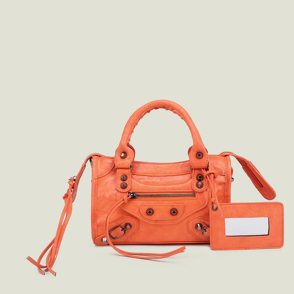 Sac à main femme en similicuir, bandoulière amovible, quatre formats, orange