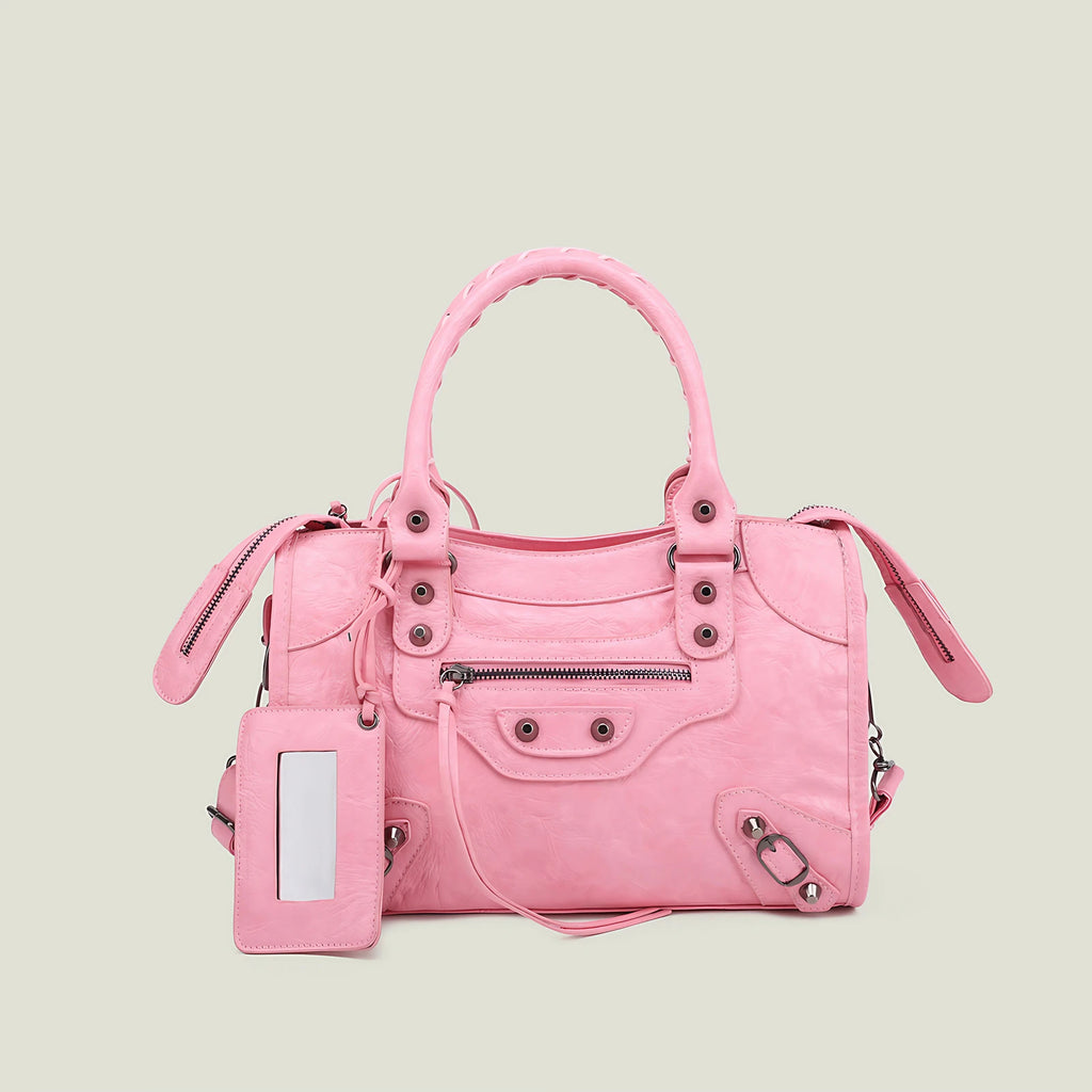 Sac à main femme en similicuir, bandoulière amovible, quatre formats, rose