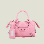 Sac à main femme en similicuir, bandoulière amovible, quatre formats, rose