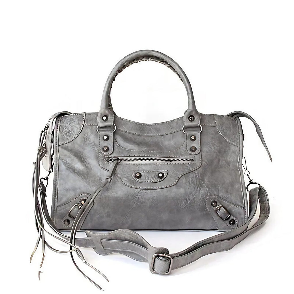 Sac à main femme en similicuir, bandoulière amovible, quatre formats, gris foncé