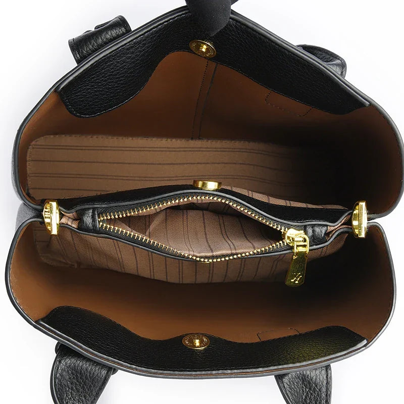 Sac à main noir femme en similicuir grainé, taille moyenne