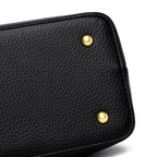 Sac à main noir femme en similicuir grainé, taille moyenne