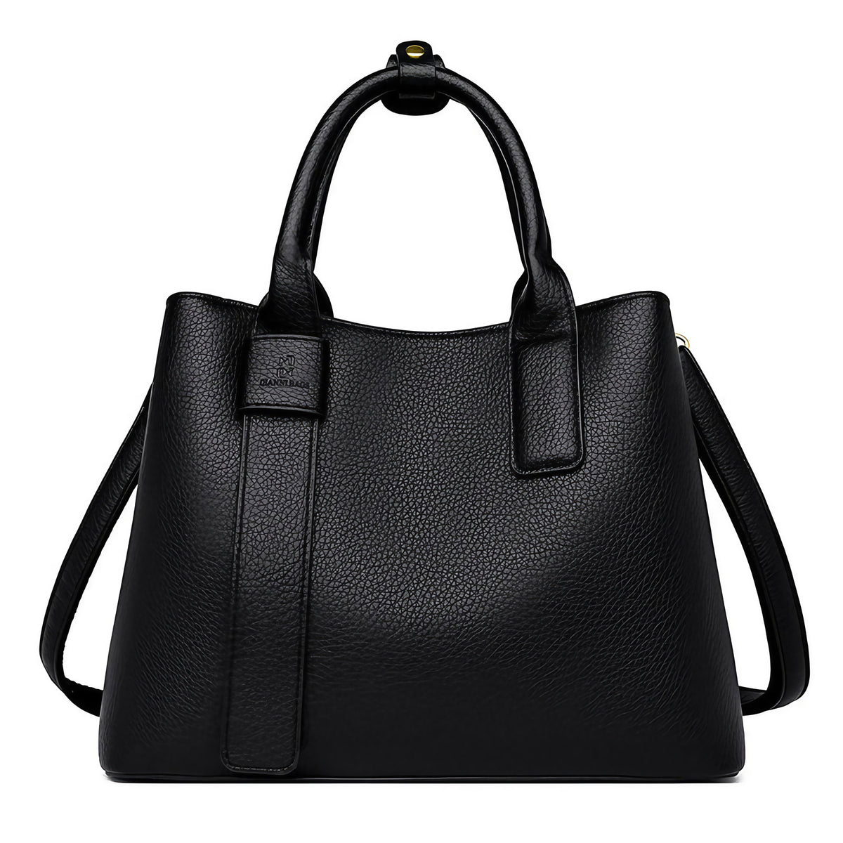 Sac à main noir femme en similicuir grainé, taille moyenne, noir