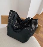 Grand sac souple noir femme en similicuir à détails cloutés