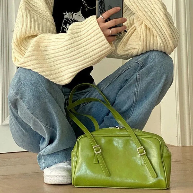 Sac rectangulaire rétro femme à anses amovibles, 25 x 14 cm