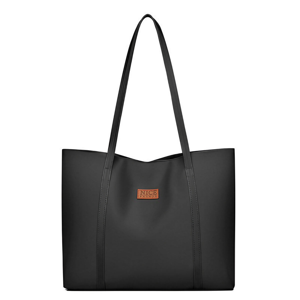 Grand sac à main rectangulaire femme noir, 33 x 27 cm, noir