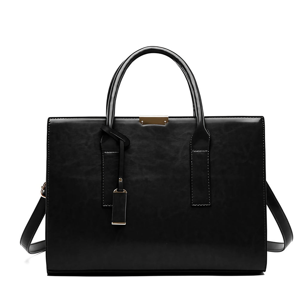 Sac à main rigide femme noir, trois poches intérieures, noir