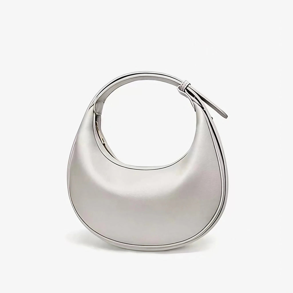 Sac à main rond femme, anse réglable, 26 x 24 cm, sept coloris, gris perle
