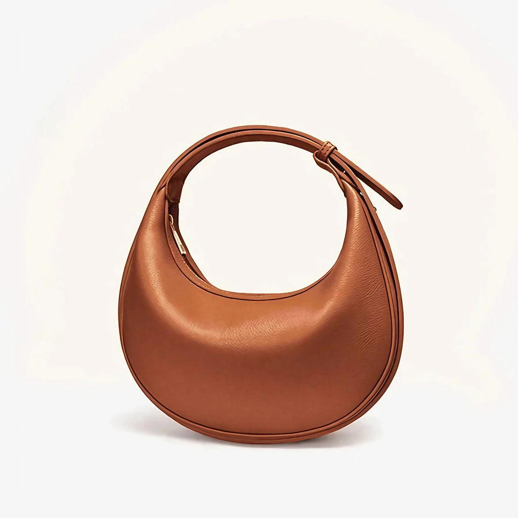 Sac à main rond femme, anse réglable, 26 x 24 cm, sept coloris, camel