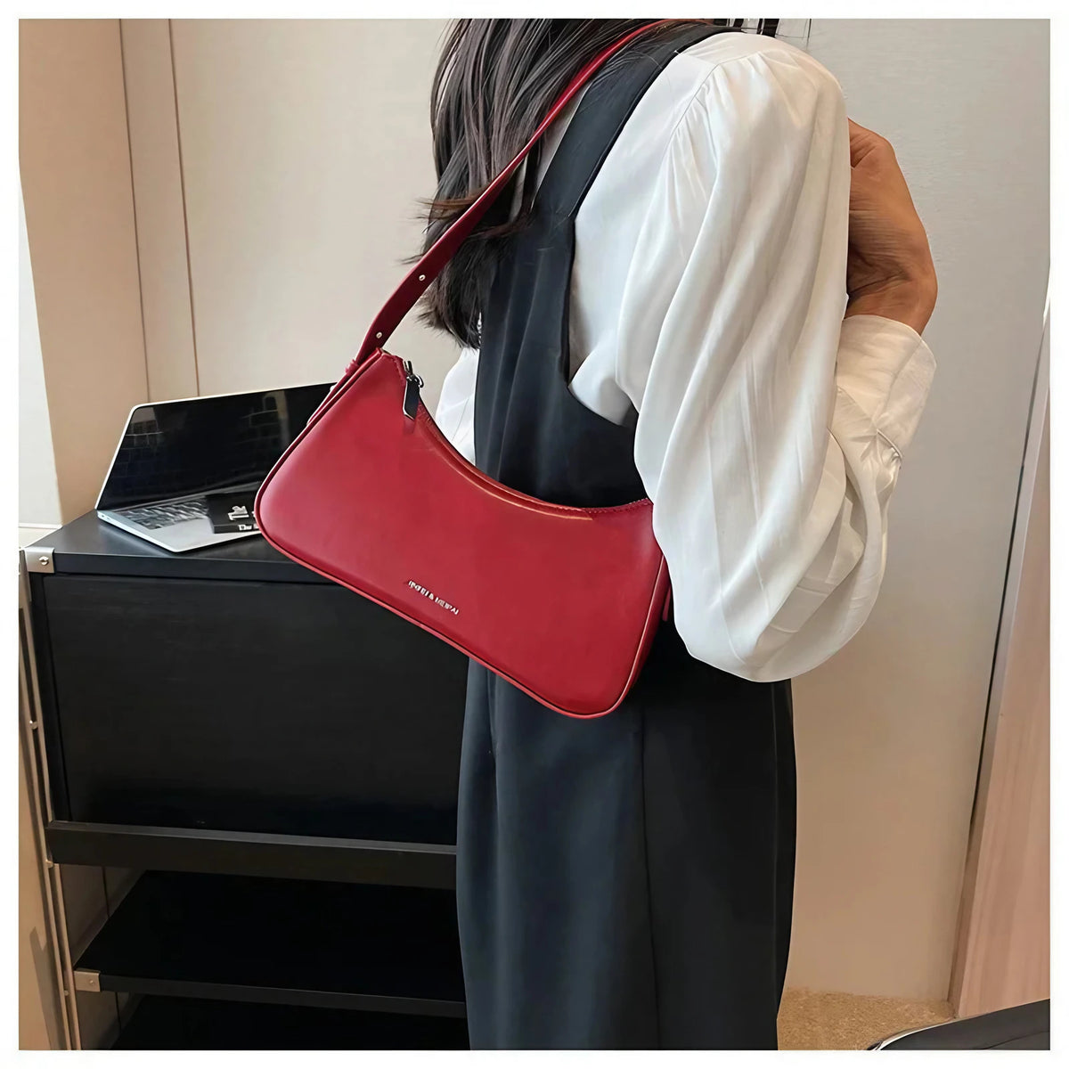 Petit sac à main rouge femme en similicuir zippé