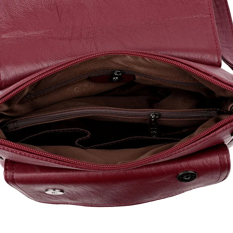 Sac besace femme souple en similicuir à rabat, sept coloris