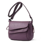 Sac besace femme souple en similicuir à rabat, sept coloris, violet