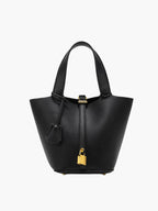 Sac à main structuré femme en cuir, poignées courtes, zippé, noir