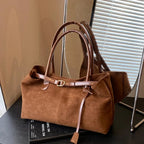 Sac à main femme en suédine, fermeture aimantée, 40 x 21 cm