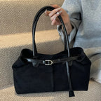 Sac à main femme en suédine, fermeture aimantée, 40 x 21 cm