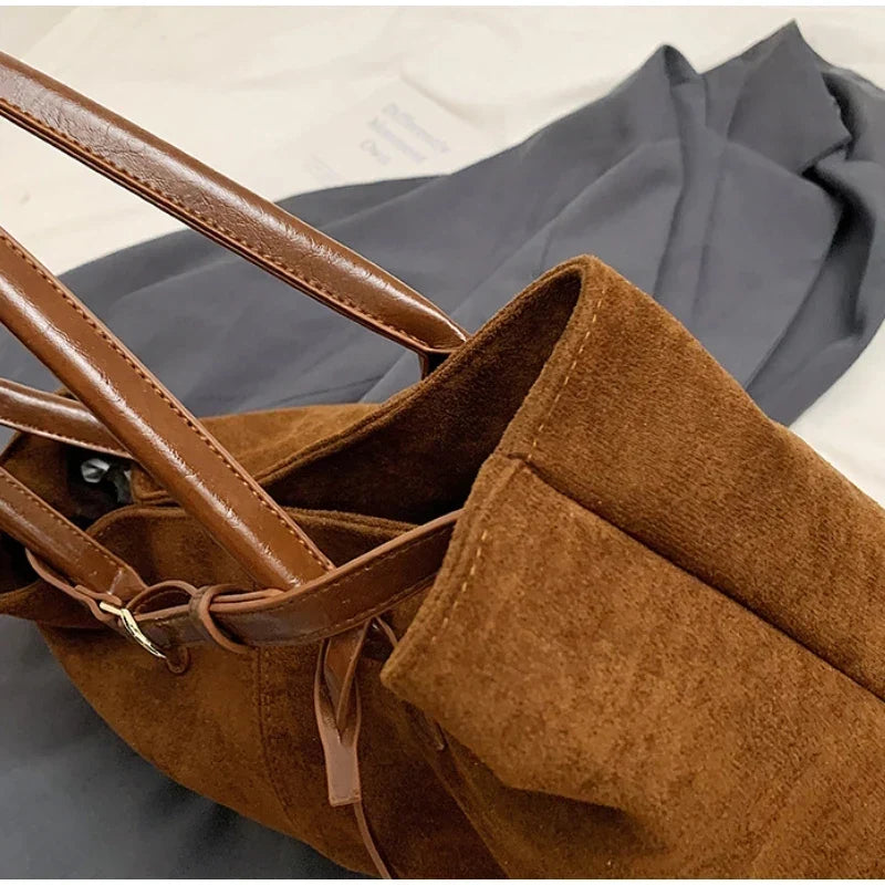 Sac à main femme en suédine, fermeture aimantée, 40 x 21 cm