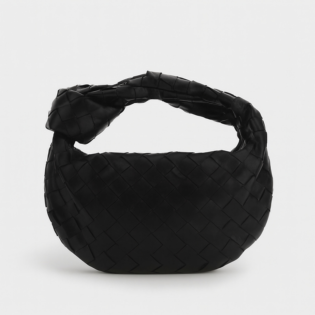 Petit sac à main tressé femme en similicuir, dix coloris, noir