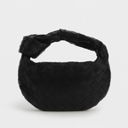 Petit sac à main tressé femme en similicuir, dix coloris, noir