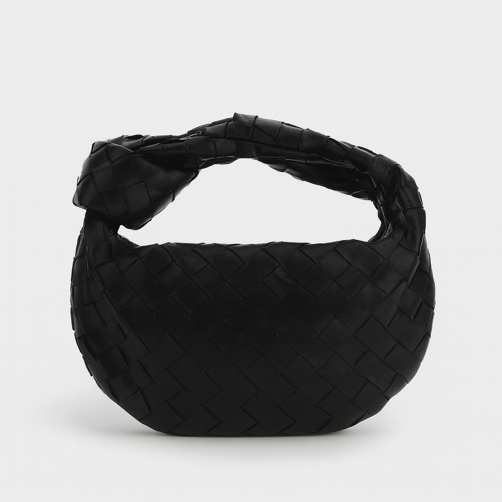 Petit sac à main tressé femme en similicuir, dix coloris, noir
