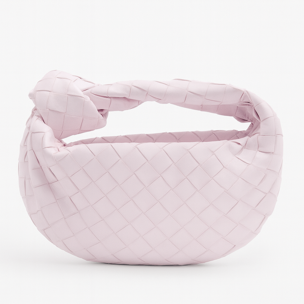 Petit sac à main tressé femme en similicuir, dix coloris, rose