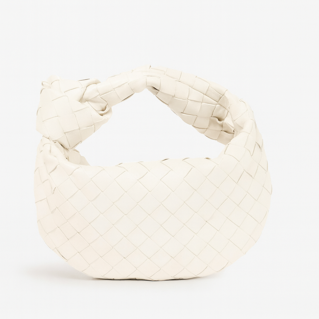Petit sac à main tressé femme en similicuir, dix coloris, crème