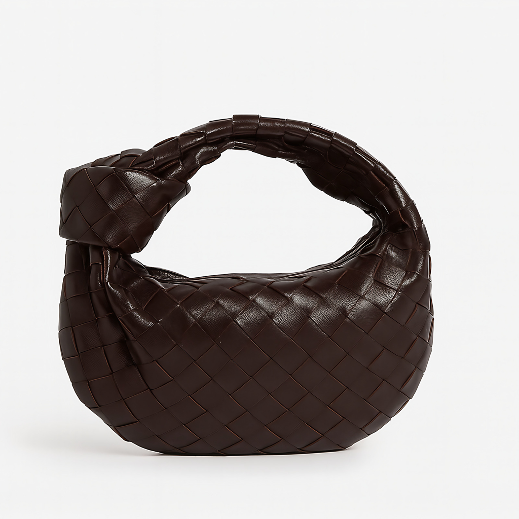 Petit sac à main tressé femme en similicuir, dix coloris, café