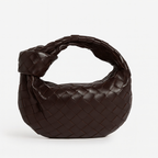 Petit sac à main tressé femme en similicuir, dix coloris, café