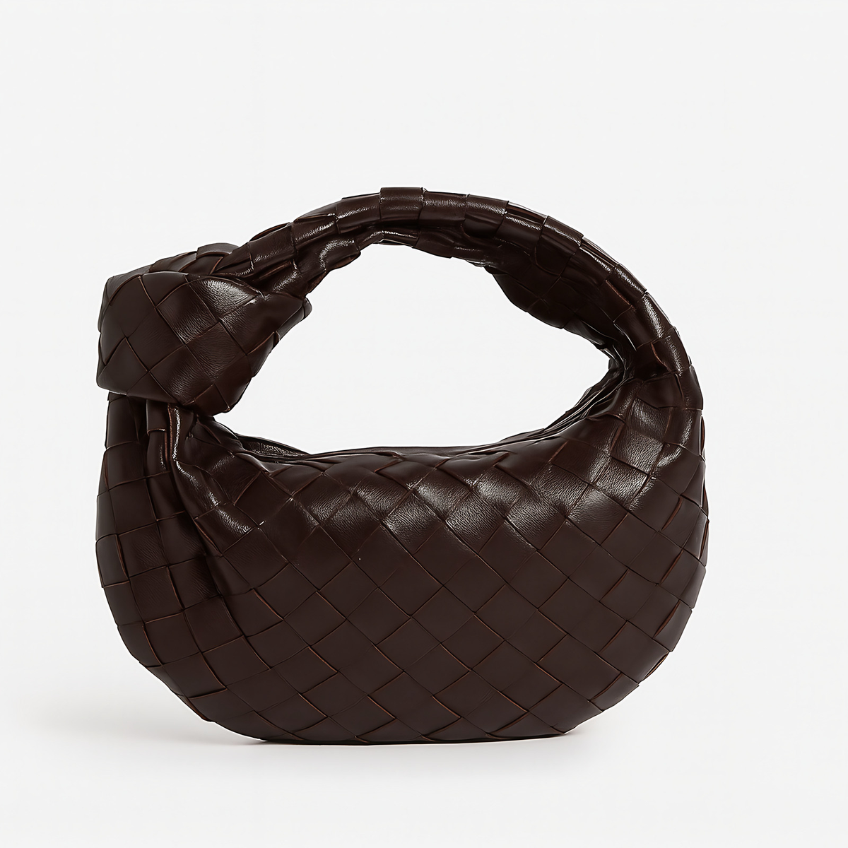 Petit sac à main tressé femme en similicuir, dix coloris, café