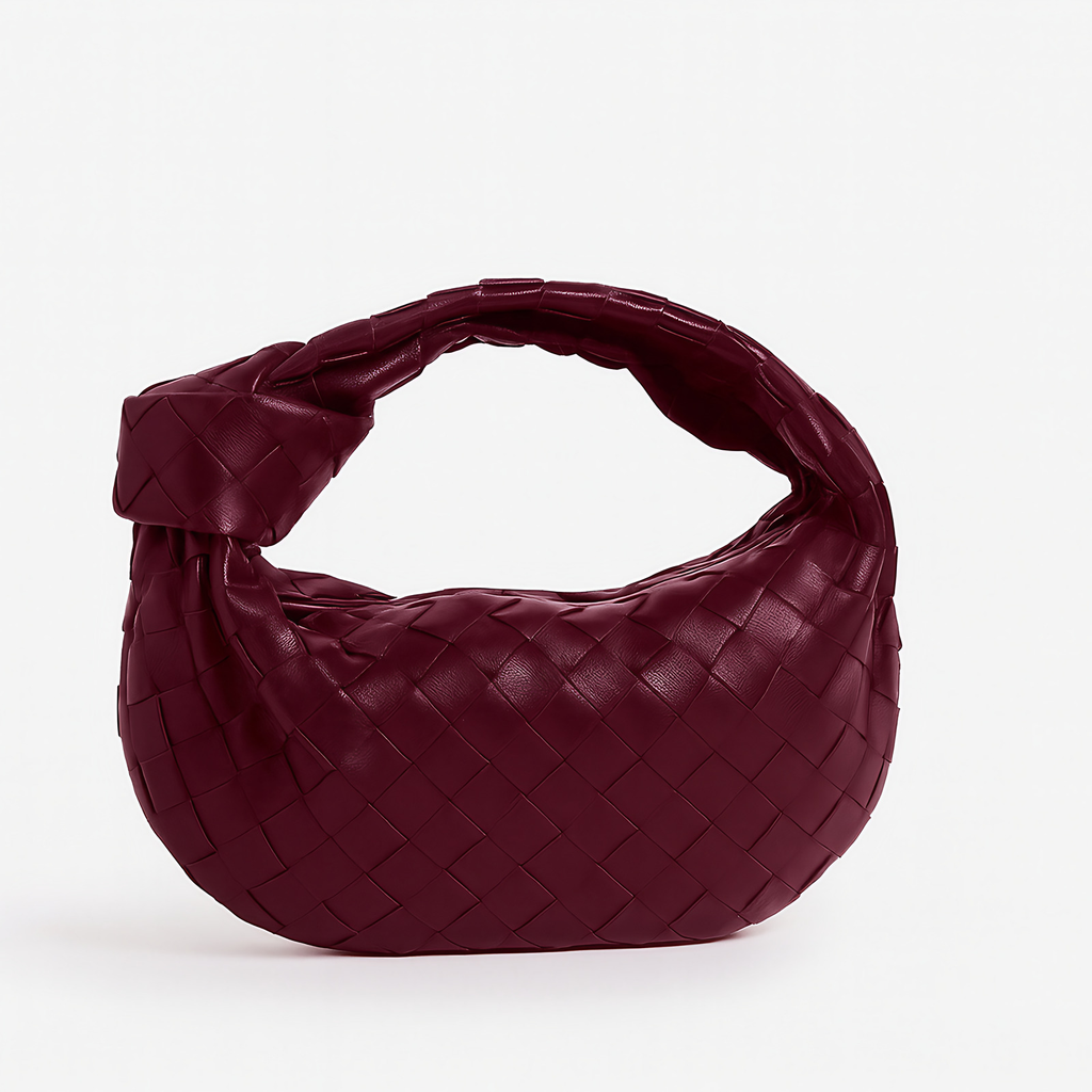 Petit sac à main tressé femme en similicuir, dix coloris, bordeaux